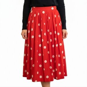 ​Chaus Vintage Red Polka Dot Pleated Midi Skirt Size 12